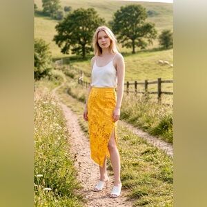 Ramy Brook ladies vibrant yellow bohemian midi skirt NWT MSRP $595